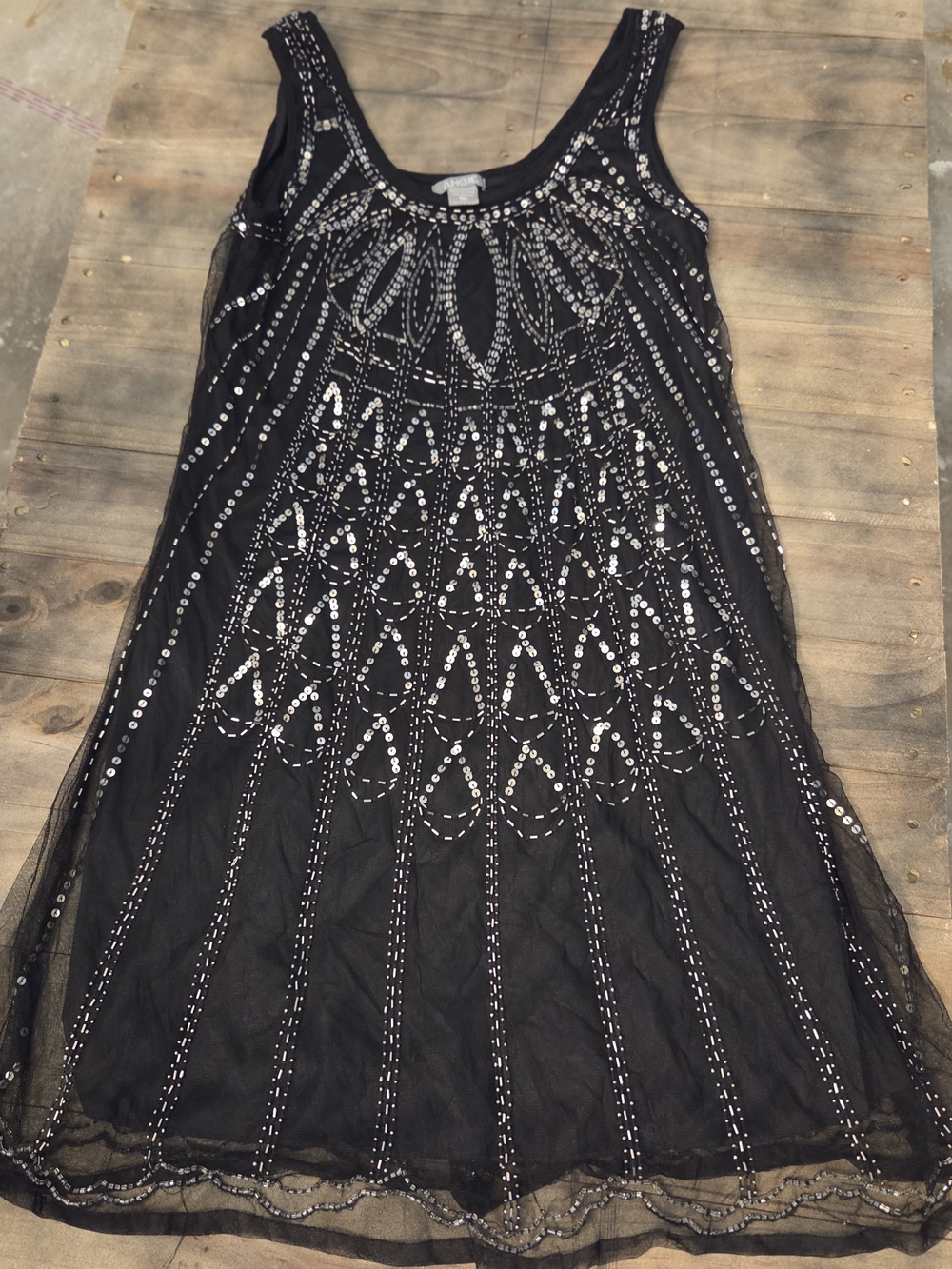 Angie Black Dress with Silver Sequin Detailing